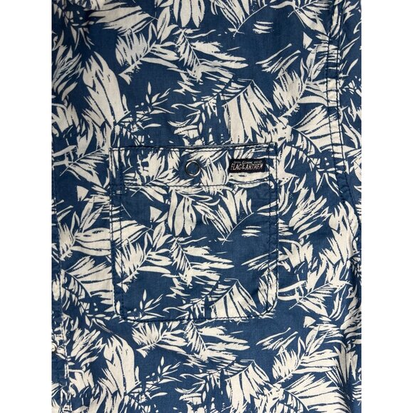 Flag & Anthem Men's Size Med Front Pocket Leaf Pattern Hawaiian Cotton Shirt - Picture 2 of 10